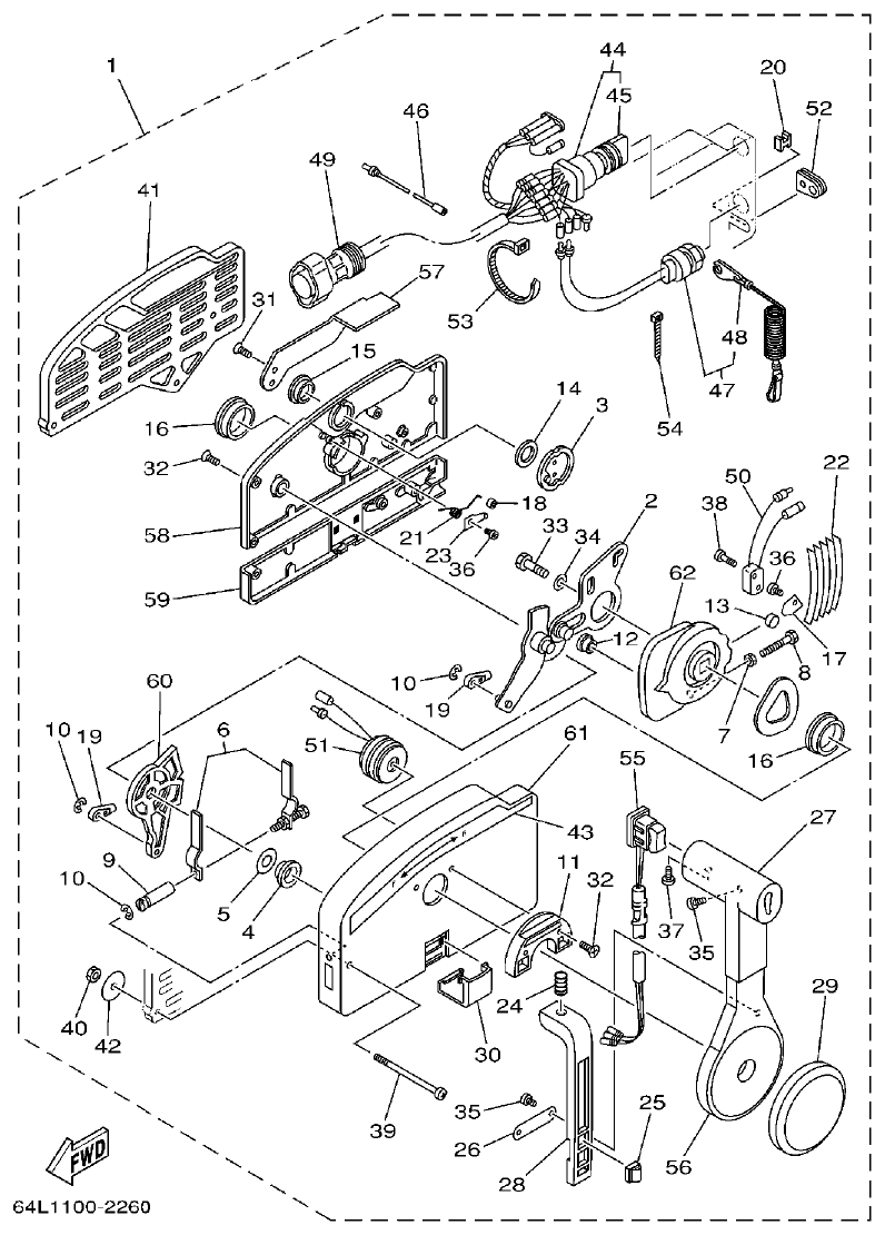 Yamaha FT60B REMOTE CONTROL ASSY 1 parts diagram